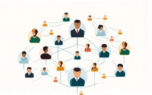 An infographic showing interconnected employee profiles.